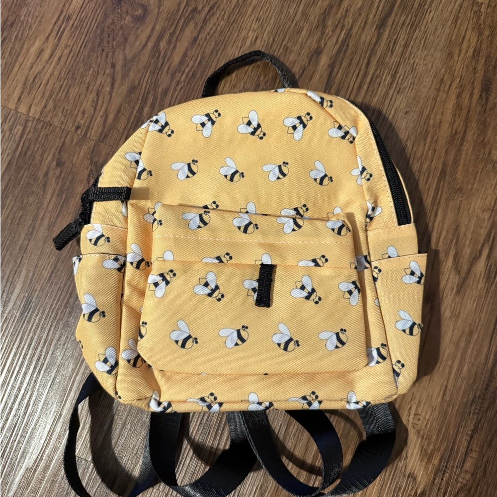 Yellow Bee Print Mini Backpack